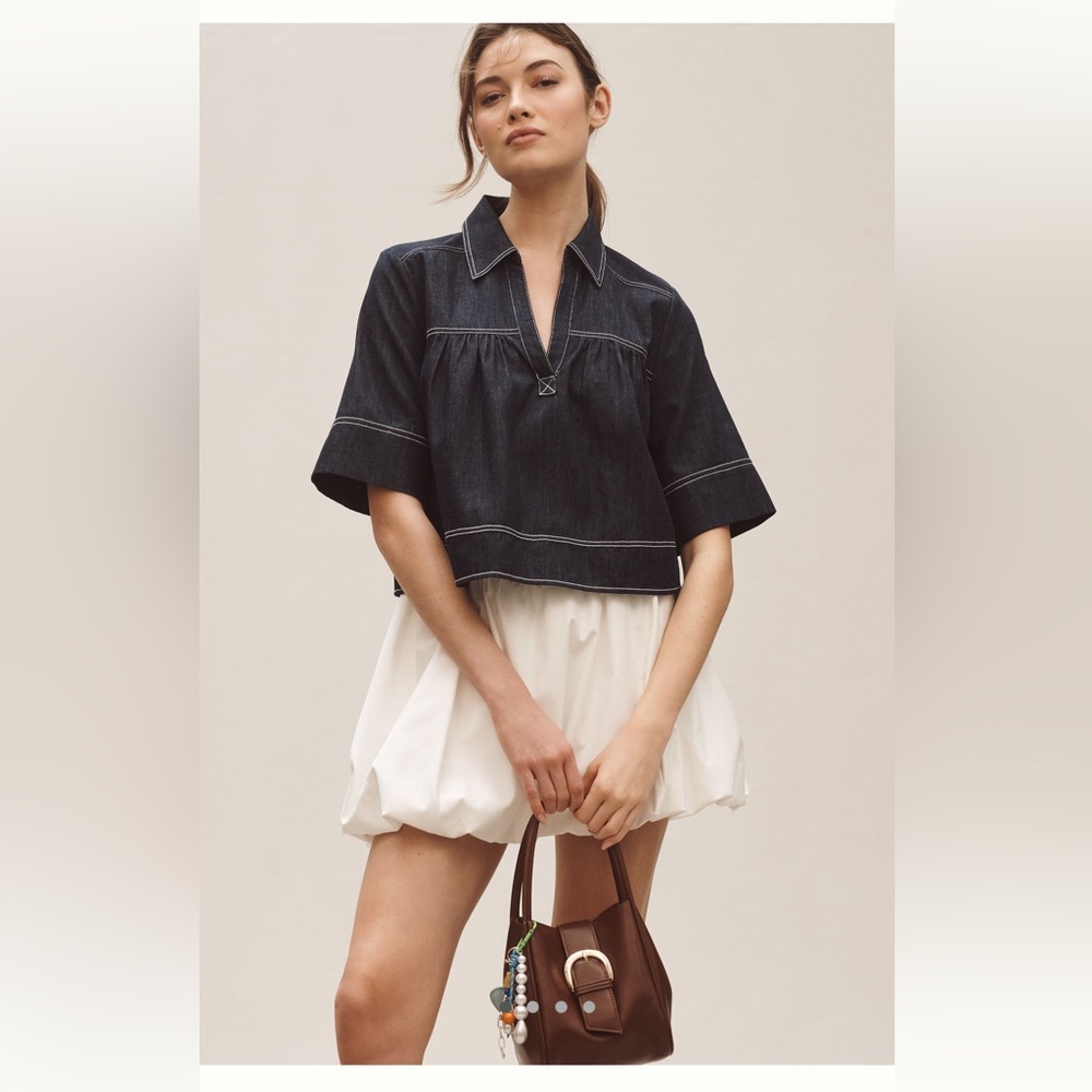 Pilcro • Short-Sleeve Denim Swing Top